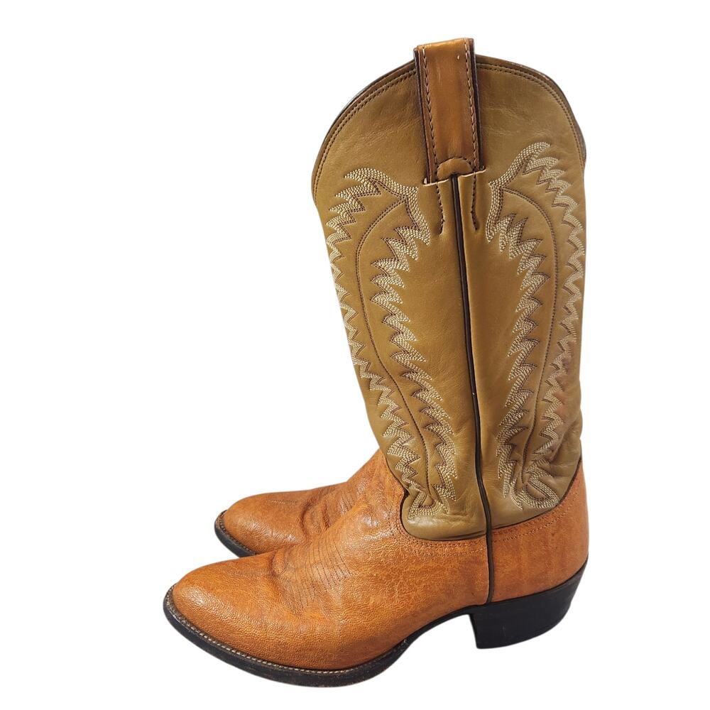 Justin Style 8503 Western Cowboy‎ Boots orange Brown Leather Men’s Size 7.5D
